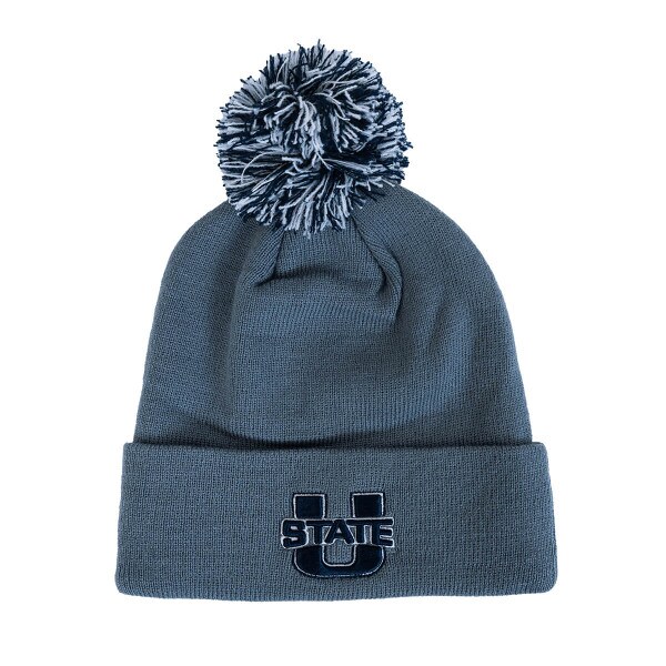 Gray, U-State, Pom Pom, Cuff, Beanie